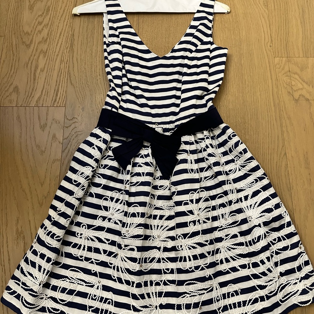 Navy and White Striped  Dress